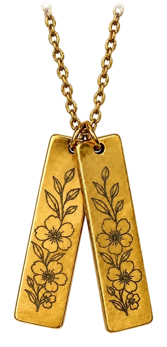 Gold floral bar necklace