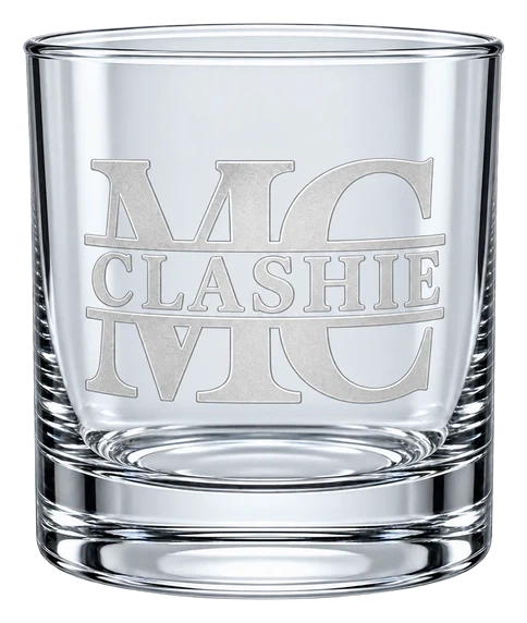 Engraved monogram whiskey glass