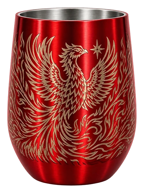Red phoenix stemless tumbler