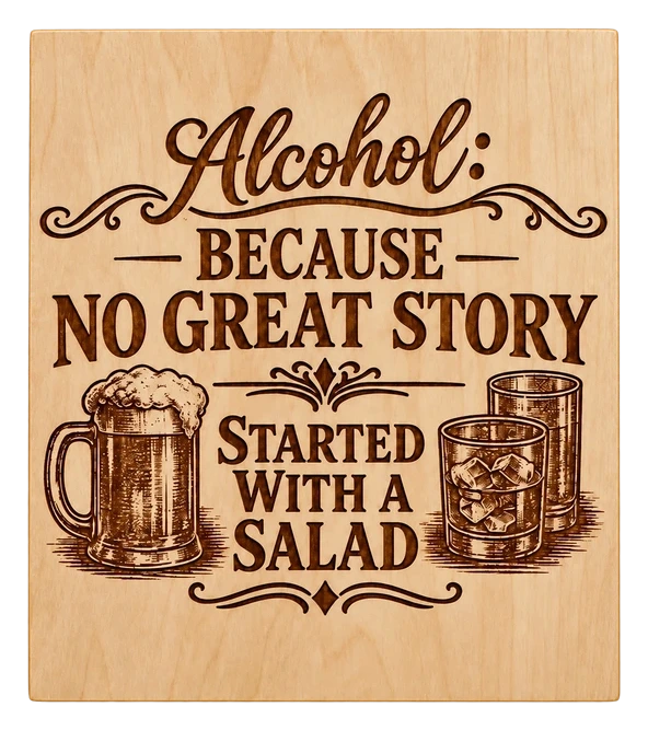 Engraved wooden bar sign