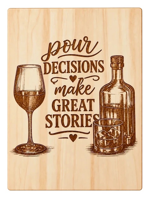 Engraved wooden wine sign